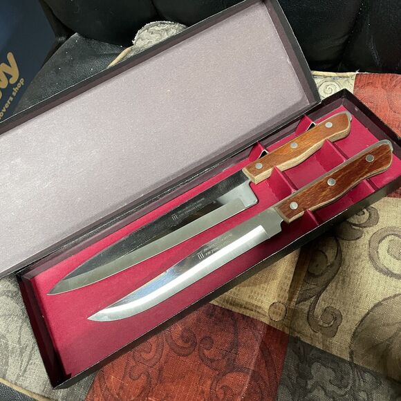 Maxam Stainless Steel Knife Set 9" Chef and 8" Carving Set Made in Japan Vintage - Picture 5 of 10